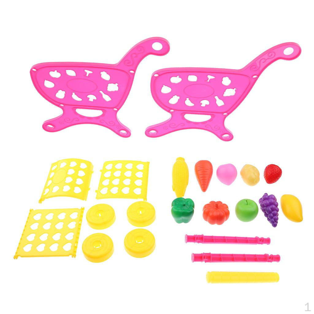 Shopping Cart Supermarket Trolley Toy With Fruits