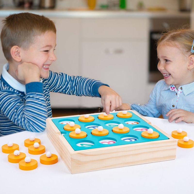 Wooden 2-in-1 Game Memory and Wooden Puzzle Colorful Balls