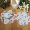 For Dining Table Rectangular Flower Pattern Embroidery Craft Lace Placemat Cup Pad Coaster Doily