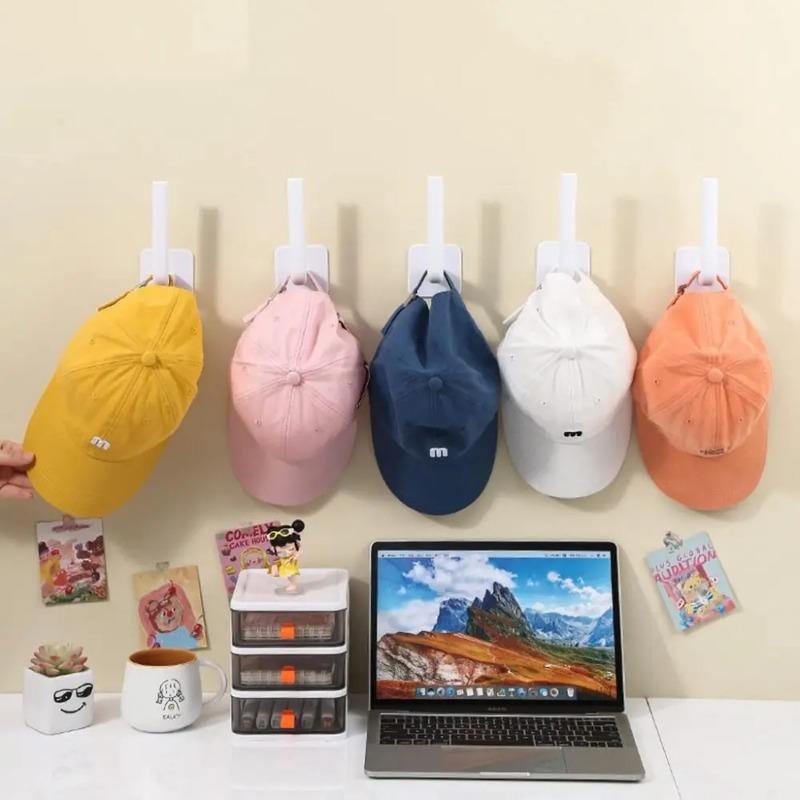 1Pcs Durable Storage Organizer Hat Rack Kitchen Wall No Drilling Cap Hook Holder Adhesive Baseball Cap Hanger for Door Closet