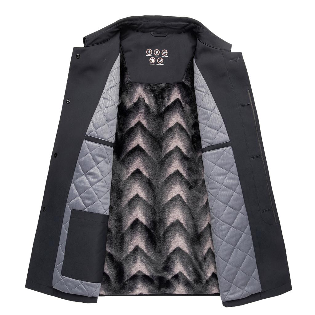 Autumn and winter trendy men's dad jackets, casual jackets, middle-aged and elderly men's cotton jackets and velvet jackets, trendy tops