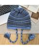 Autumn and winter striped cute hat women's big head circumference shows small face warm wool hat thickened encryption windproof knitted hat