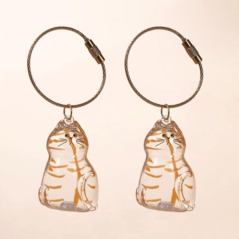 2Pcs Transparent Cat Fur Storage Box Pendant Cat Hair Capsule Commemorative Collection Bag Pendant Keychain Cat Accessories