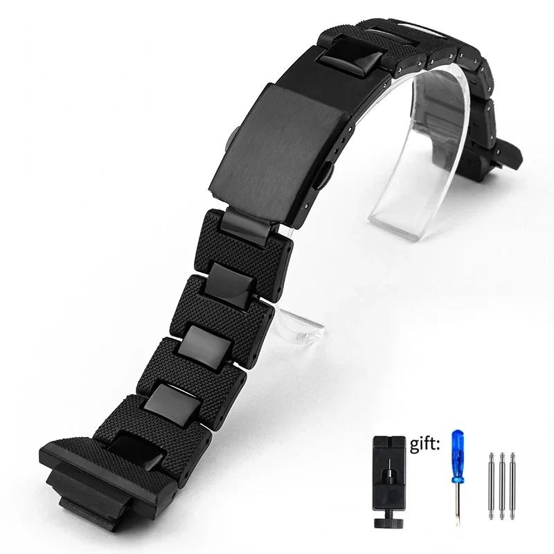 

for Casio G-SHOCK DW-5600 DW6900 DW9600 Black Plastic Strap Stainless Steel Buckle Men Bracelet Band Watch Accessories 16mm чорний