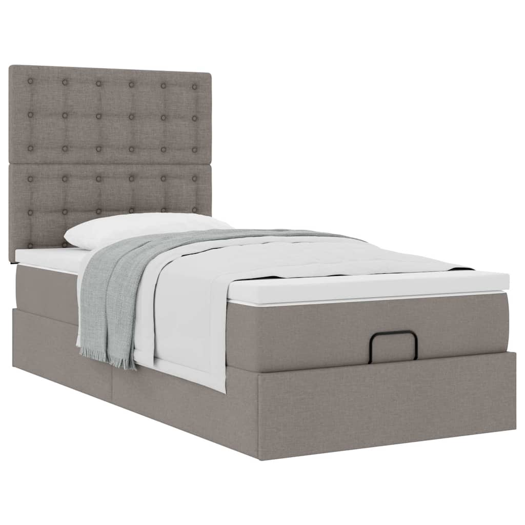 Ottoman Bed with Mattress Taupe 100x200 Cm Fabric