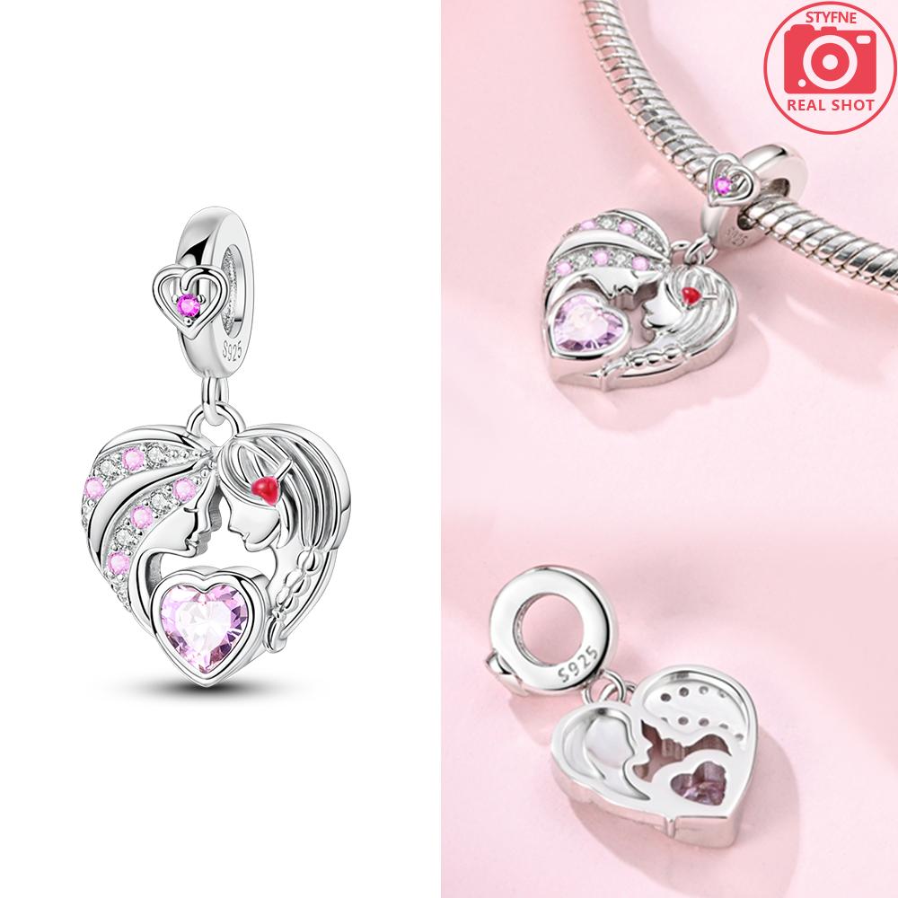 Copper Bead Mom Love Happy Family Dangle Mother'S Gift Charm Fit Original Bangle Bracelet Necklace Diy Jewelry