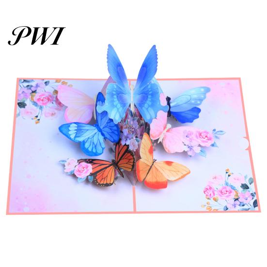 Mother Day Butterfly Card Pop-Up Greeting Colorful Flower Design 3D Congratulations Pop-up Foldable with Envelope Handmade Appreciation Blessing Cards Butterfly