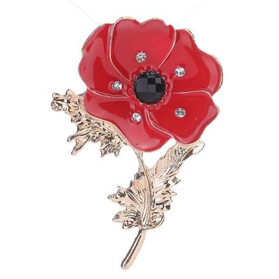 Broche de Aleación para Mujer con Forma Encantadora Alfiler Joyería Accesorio Femenino(Amapola Roja)