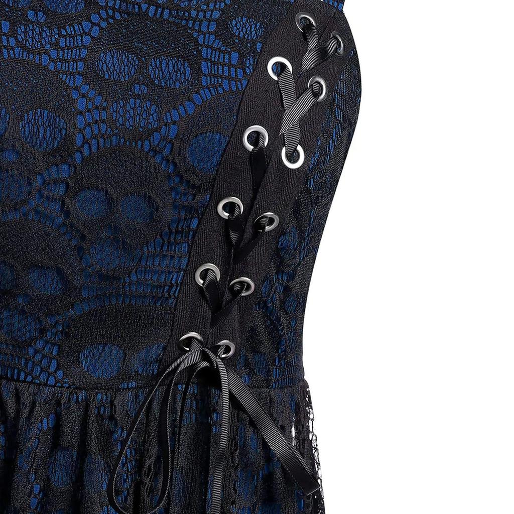 Women's Plus Size Halloween Lace Mesh Patchwork Sleeveless Camisole Dress