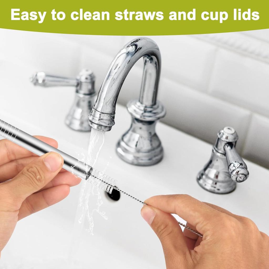 6Pcs Metal Straw Replacement Compatible With Owala FreeSip Sway 30oz Water Bottle, With 2 Straw Cleaner, Reble Stainless Steel Straws for Owala