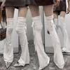 Bandeaux de jambe Y2k Femmes Bretelles Chaussettes au-dessus du genou Bas cuisse Couvre-pieds Bandeaux de jambe Lolita Chaussettes cuisse Couvre-jambe