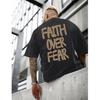 Christian Shirts for Men Faith Over Fear Shirt Jesus Religious Tshirt Oversized Graphic Tees Acid Wash God T-Shirt