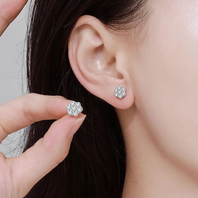 S925 Sterling Silver Moissanite Stud Earrings 1.4ct 7 Stones Flower Women Earring For Party Engagement Fine Jewelry Earings