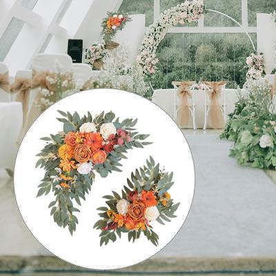 Artificial Flower Swag Set Chair Floral Garland Backdrop Home Decor Wedding for