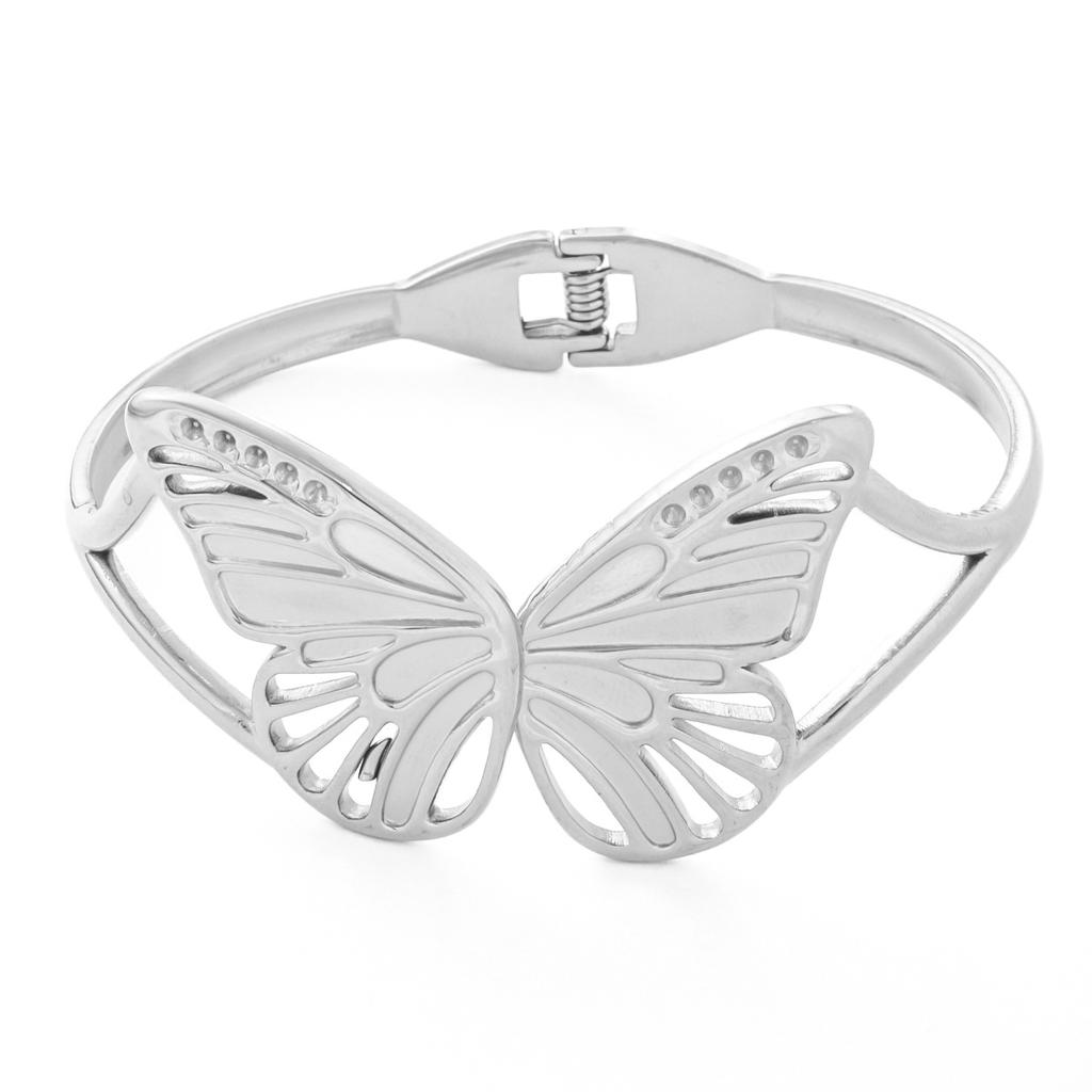 TEMU hot-selling stainless steel bracelet female personality exaggerated irregular heart-shaped butterfly does not fade hand