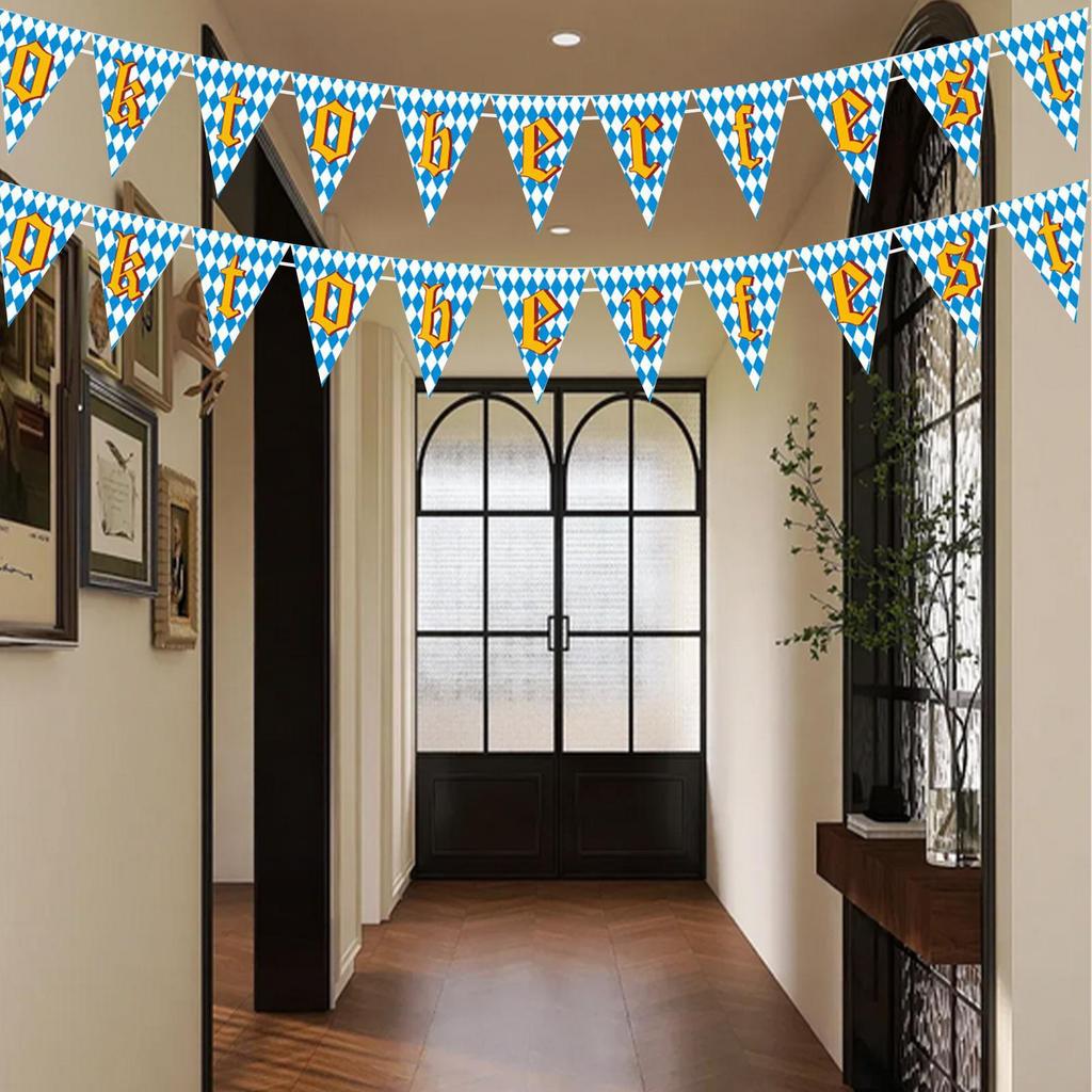 1set M Unich Oktoberfest Celebration Banner Beer Festival Bunting Pennant Banner German Themed Party Decoration Party Supplies