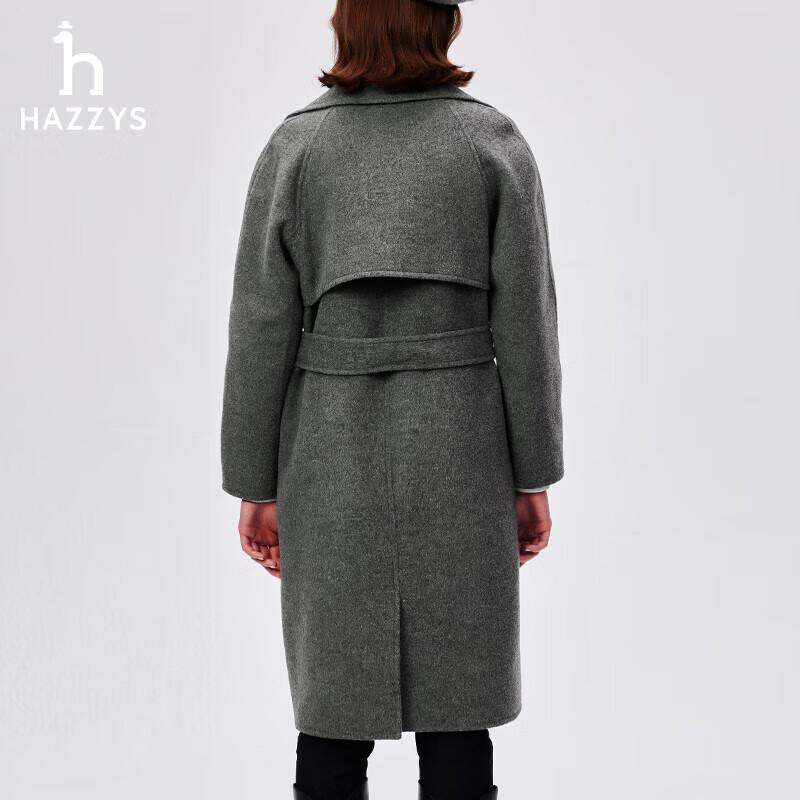 HAZZYS Women's Autumn/Winter Loose Belted Mid-Length Coat