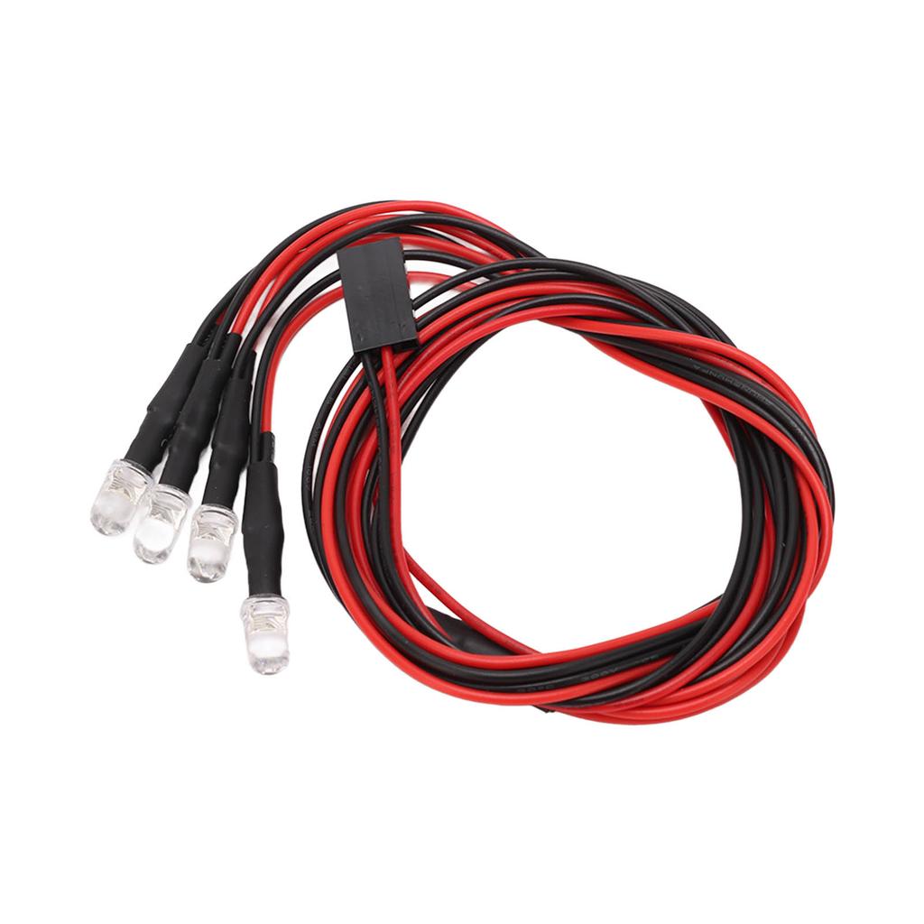 5 Sets 4 LED RC Car Light High Brightness Diameter 5mm White Red Light RC LED Lights Kits for Modified Headlights