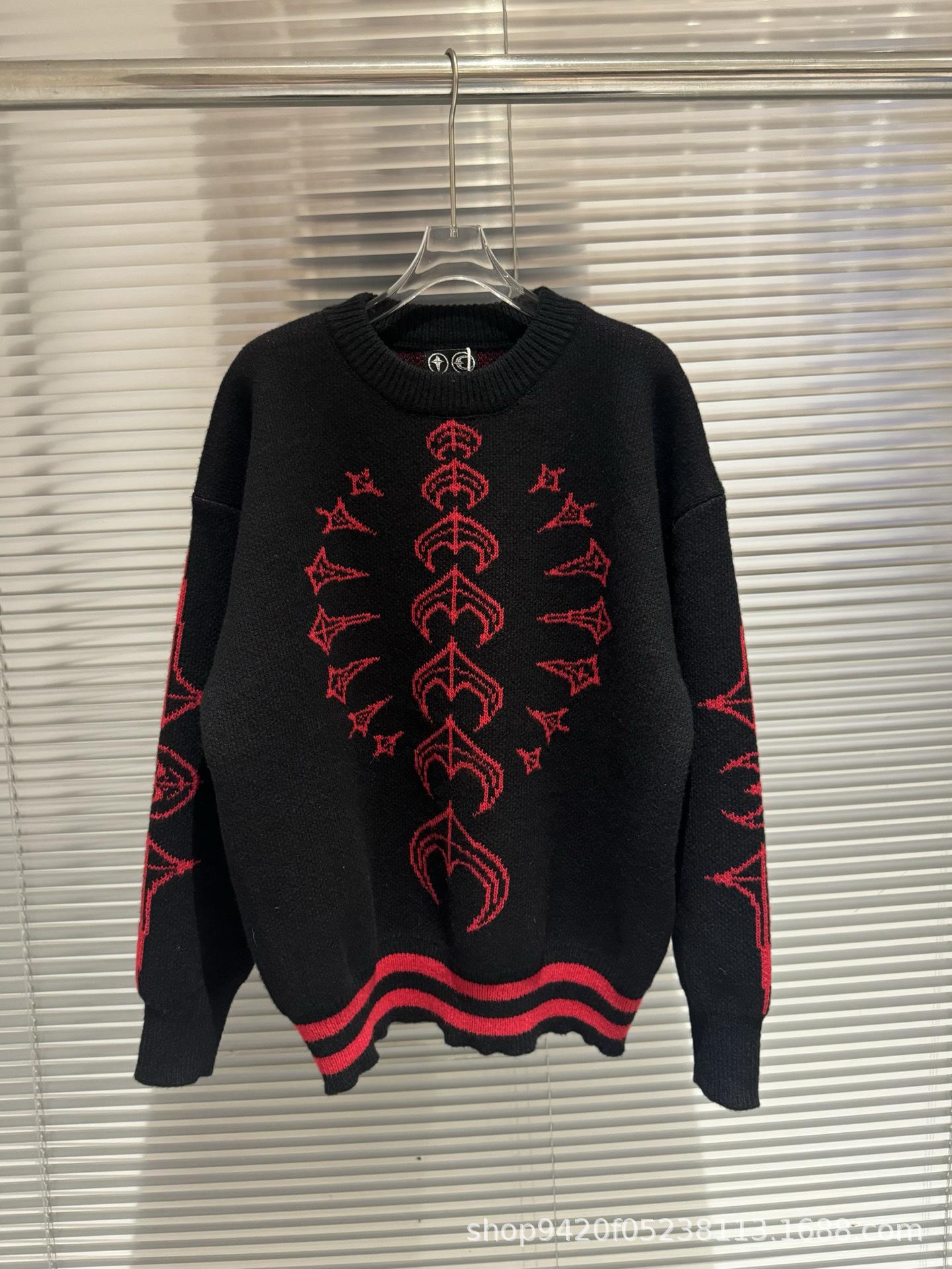 

2025 Winter Star & Moon Logo Color Block Knit Sweater Medium