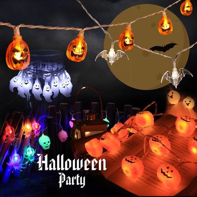 Halloween LED Lichterkette: Kürbis, Geist, Totenkopf Dekorationen für gruselige Festlichkeiten