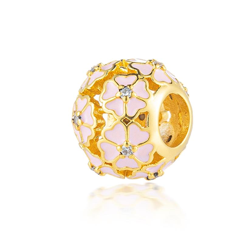 NOI Mărgele Rotunde Strălucitoare Placate cu Aur Clip Potrivite pentru Brățară Originală de Argint Bijuterii DIY Cadou Fundă Inimă Dublă Suspensă