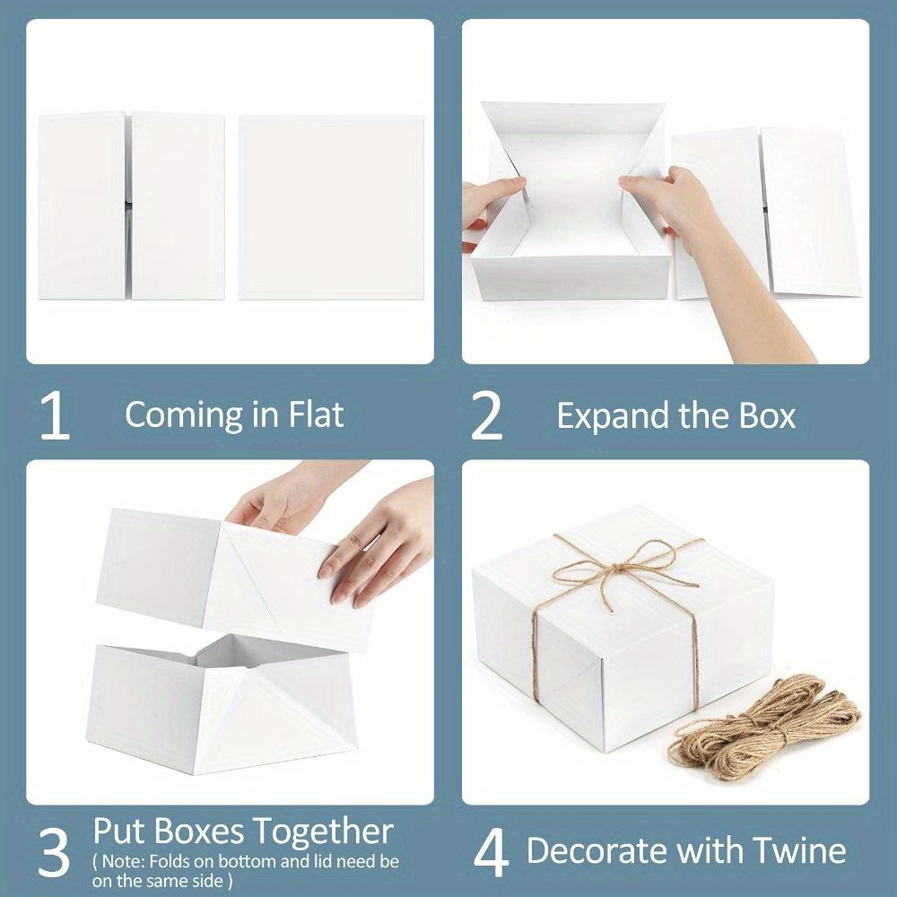 5pcs Premium Gift Boxes with Lids and Hemp Rope Paper Gift Gift Packing Boxes for Christmas Gifts Bridesmaid Proposal Boxes Easy Assemble Boxes