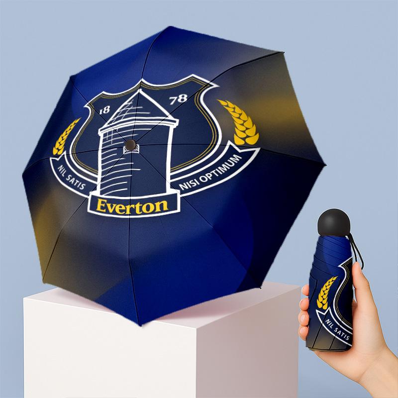 Everton Football Pattern Printed Mini 5 Folds 8 Ribs Compact Umbrella Windproof Waterproof Lightweight Portable Folding