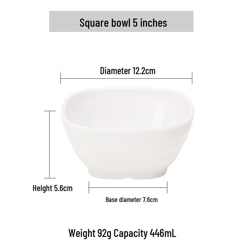 White Melamine Imitation Porcelain Square Bowls