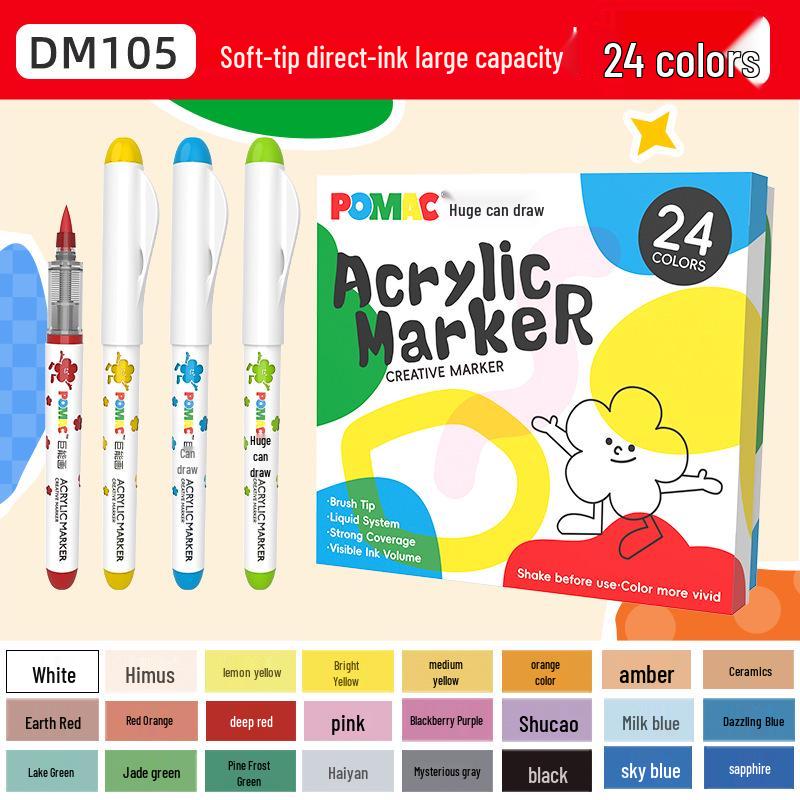 

Snow White POMAC Giant Washable Acrylic Marker - Soft Tip, Non-toxic, Children s Art Gift Box