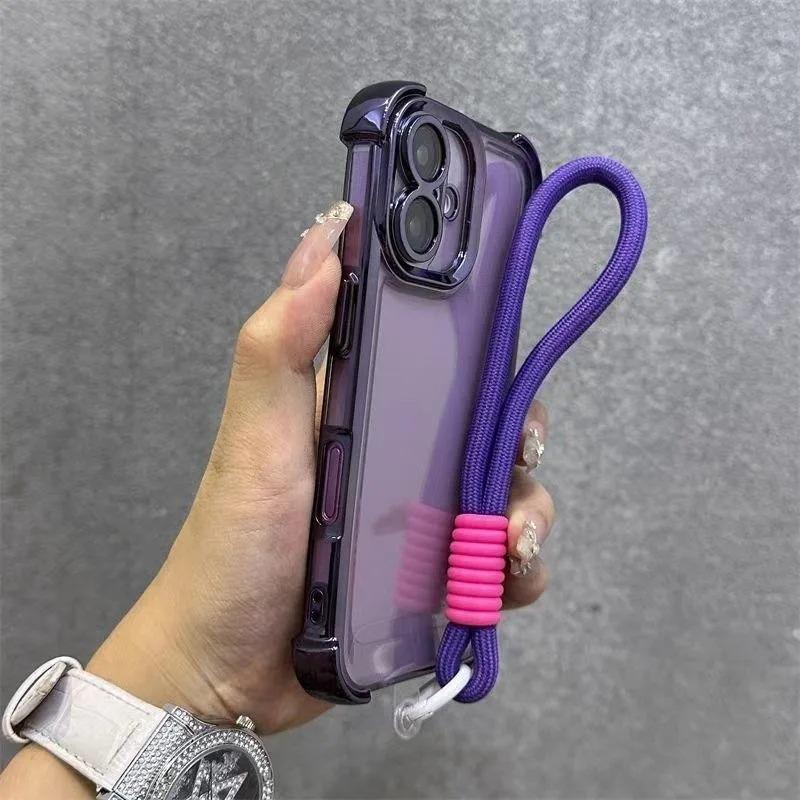 For Redmi K80 K70 K60 K50 K40 Pro Ultra K70E K60E K40S Note 9 Pro Max 9S 5G 4G Plating Frame Casing With Strap Rope Soft Cover