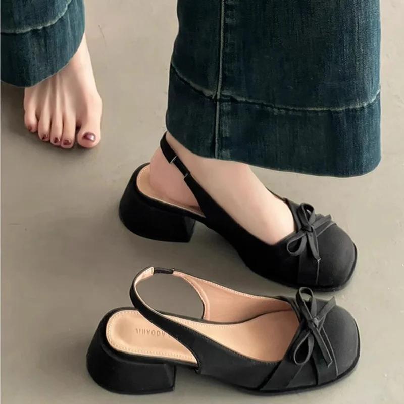 Fashion Women High Heels Sandals Dress Mary Janes Shoes Fashion Chunky Pumps Woman Slippers 2025 Summer Trend Brand Sandalias De Mujer