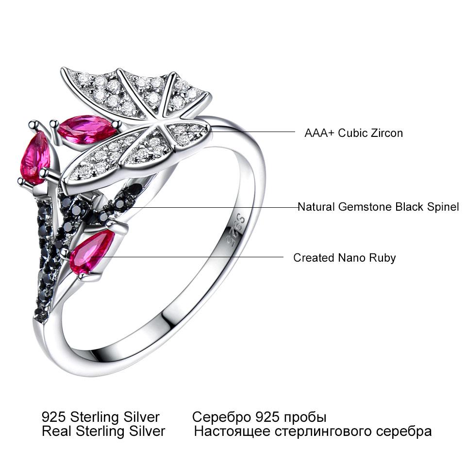 Umcho Natural Black Spinel Ruby Gemstone Butterfly Ring