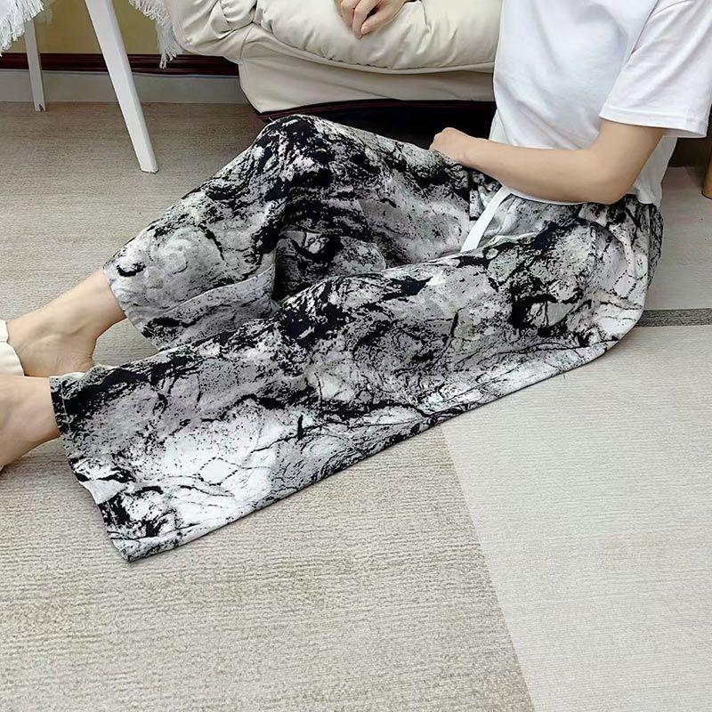 Spring Summer Women's Cotton Rayon Ankle-Length Lounge Pants - Soft Homewear for Outdoor Wear - Plus Size