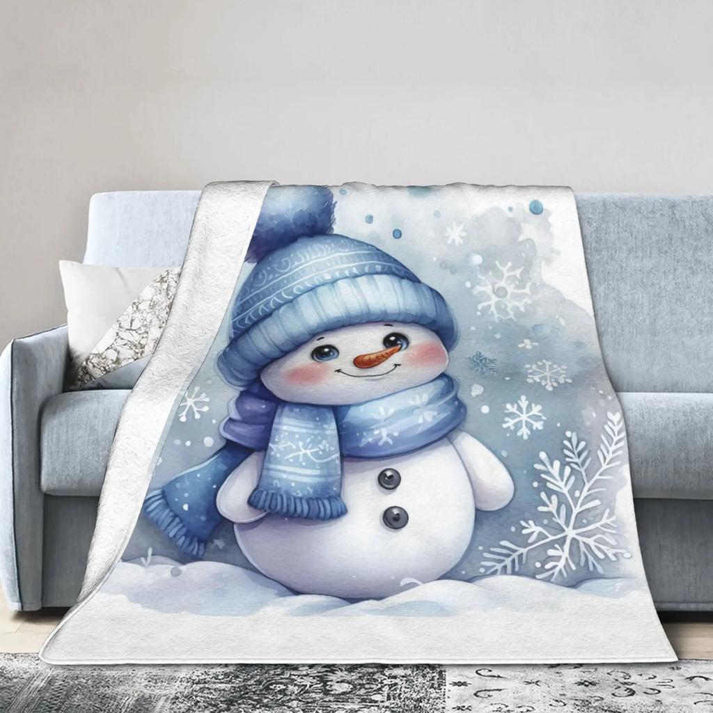 Christmas Snowman Plush Flannel Throw Blanket for Kids Soft Warm Bedspread for Couch Bed Custom Quality Blanket Gift for Childre