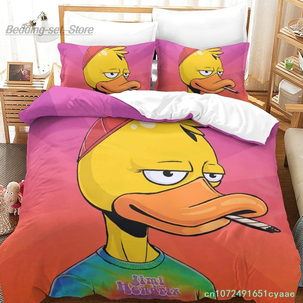Quackity Duck Bedding Set Single Twin Full Queen King Size Bed Set Aldult Kid Bedroom Duvetcover Sets 3D Anime Bed Sheet Set