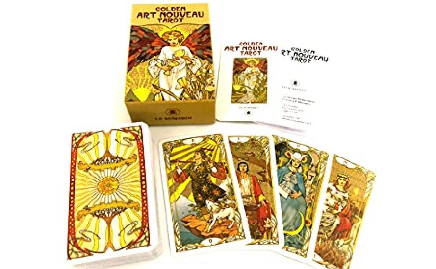 78 Tarotových karet Miniaturní Tarot Věštění Art Nouveau Tarot Včetně japonského návodu [Zlatý MINI] [Originální]