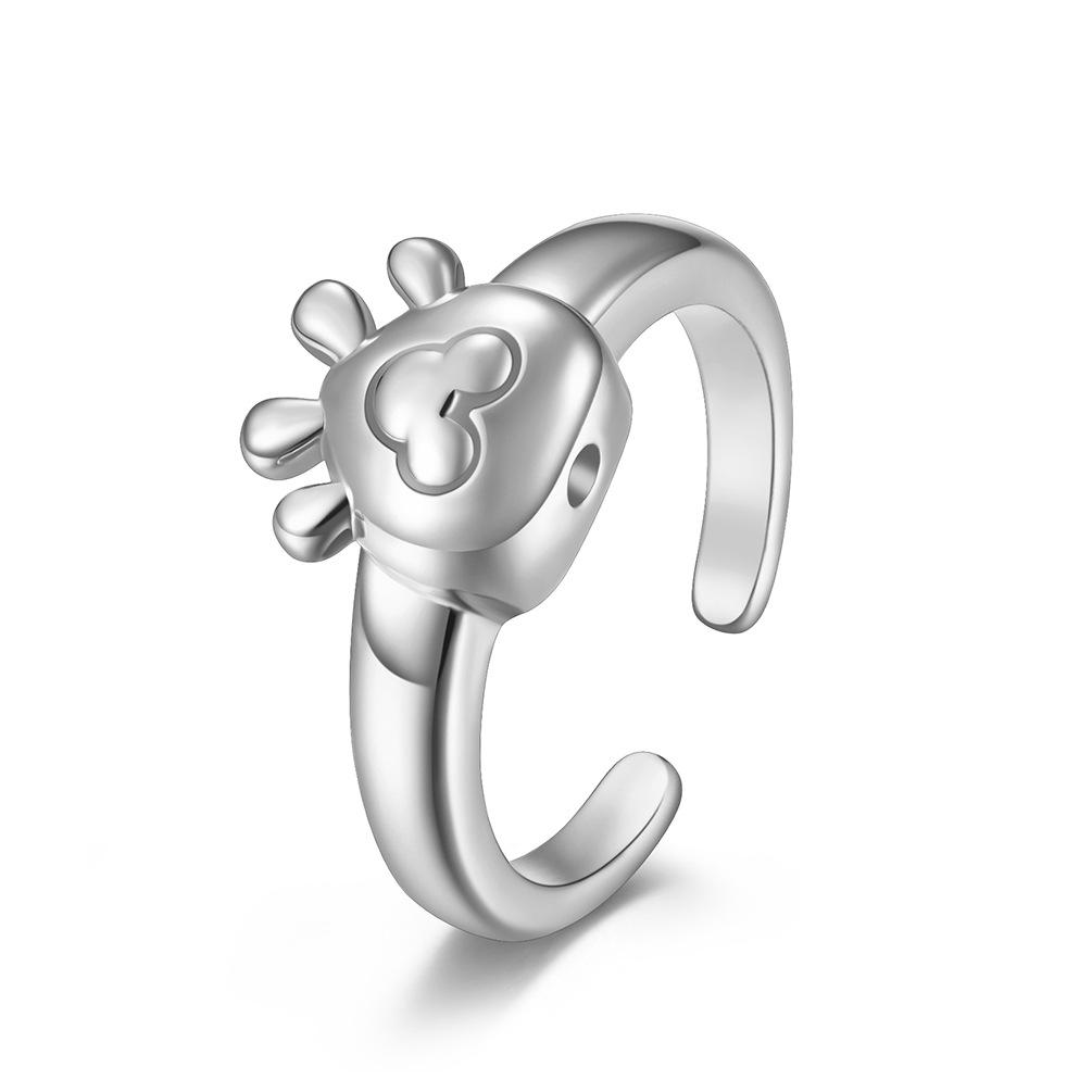 

Милое женское кольцо из нержавеющей стали в японском и корейском стиле с кошачьей лапкой, игривое кольцо с маленьким животным и кошачьей лапкой 8#