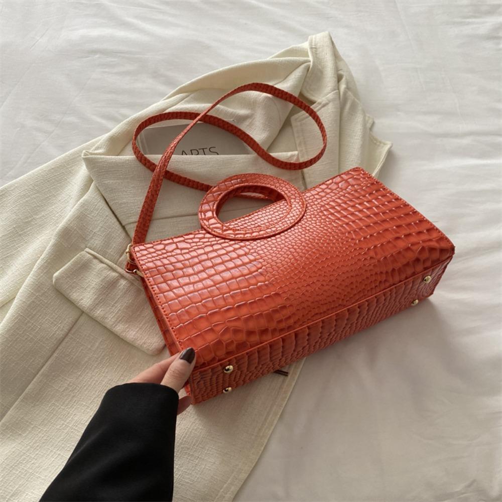 Casual PU Leather Women Handbags High-capacity Crocodile Pattern Square Bag Female Clutches