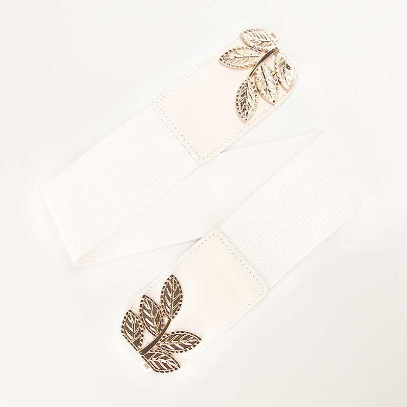 Ladies Waist Seal Alloy Leaf Buckle Elastic Band Dress Shirt With Clothing Belt