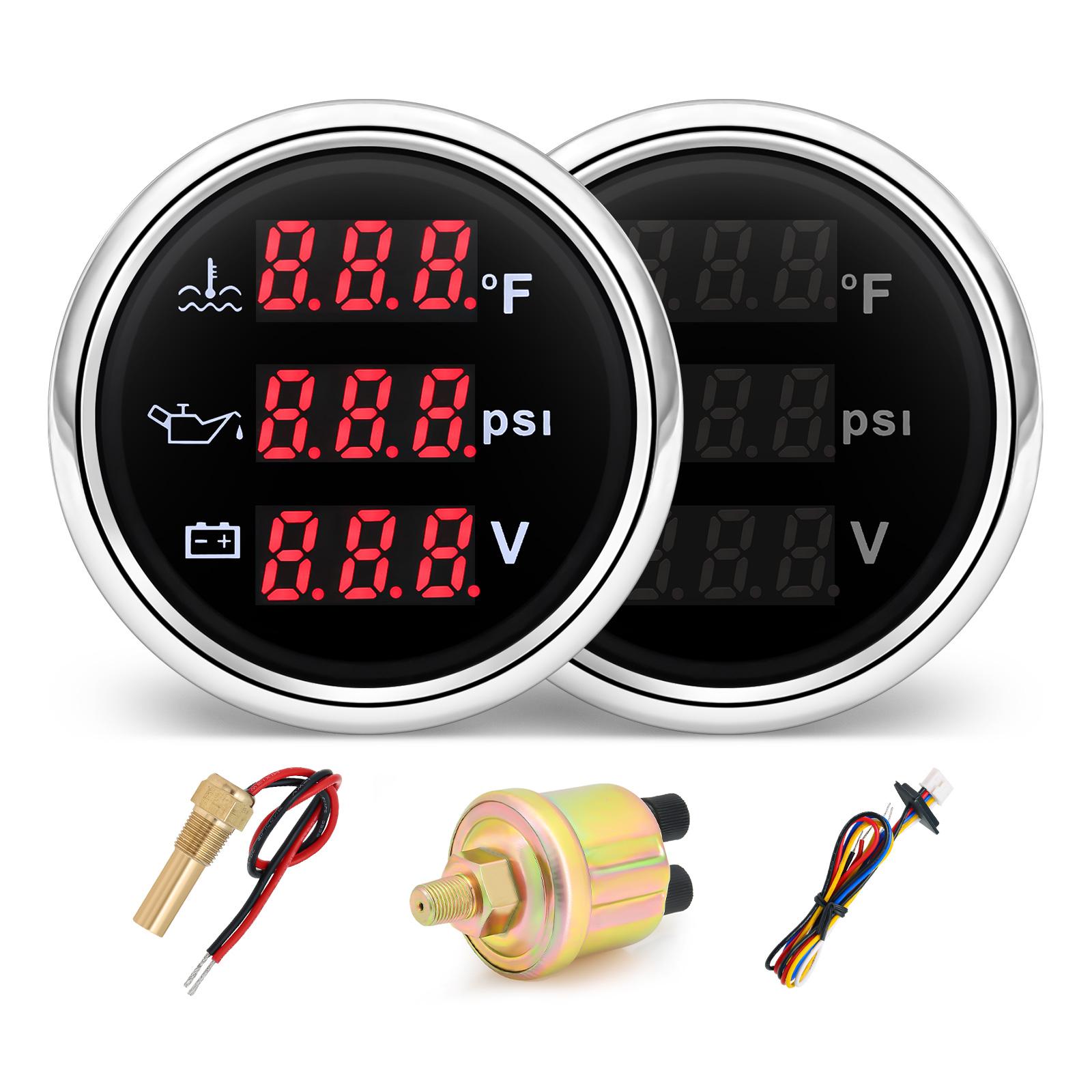 3 in 1 Multifunction Gauge With Fuel Level Water Level Sewage Level Car Gauge Car Marine Yacht Gauge Red backlight Customized BS