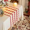 Christmas Table Runner Flag Cotton Woven Desktop Decorations Flags Tablecloths Long Strip Splicing Tassel Christmas Party Decor
