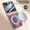 Anti-peeping Tempered Glass Bling Diamond Case For Samsung Galaxy Z Flip 7 Flip6 Magnetic Metal Bracket Hinge Shockproof Cover