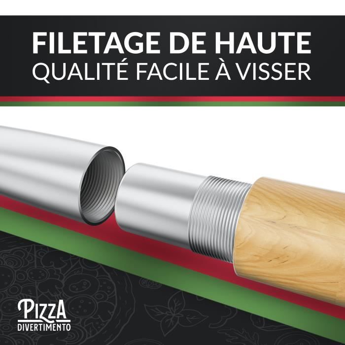 Pizza Divertimento Pelle à pizza [83 cm] - Pelle à pizza inoxydable - Aluminium inoxydable - Filetage pratique et solide