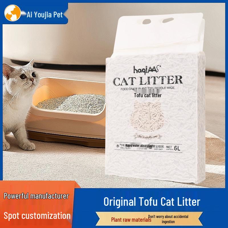 Green Tea Tofu Cat Litter 6L - Flushable, Dust-Free, Deodorizing Mixed Plant Formula