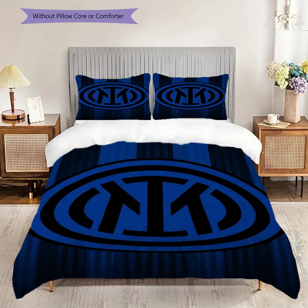 Biancheria da letto con design dello stemma dell'Inter (1 * copripiumino + 2 * federa, senza nucleo) Regalo di compleanno di Natale Set biancheria da letto Morbido e confortevole