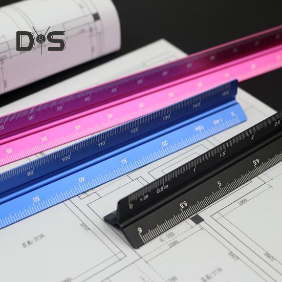 Aluminum Alloy Engineering Scale Ruler High Precision Triangular Architectural Drafting Tool Scale Bar Drafting Supplies