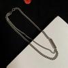 Trendy Korean Style Hip Hop Titanium Steel Double Layer Uneven Necklace for Men and Women