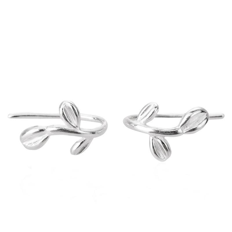 

Нежные серьги-бутончики для женщин с маленькими свежими и простыми мини-листьями, висячие модные и персонализированные листья Copper-plated platinum