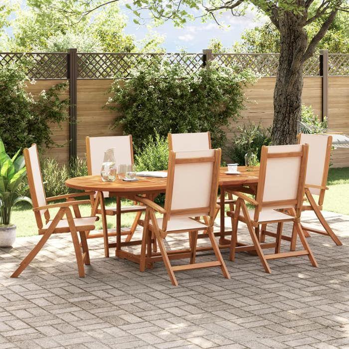 VidaXL Chaises pliables de jardin lot de 6 bois d'acacia et textilène, chaise de jardin, siège d’extérieur, chaise de 3279236