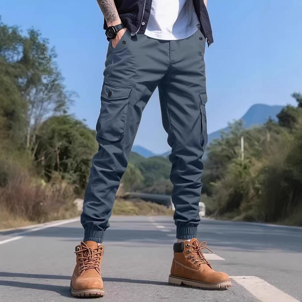Men's Tooling Casual Pants Spring and Autumn Multi-pocket Leggings Support OEM